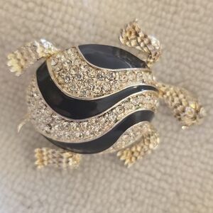 St. John‎ Black and Silver Crystal Turtle Brooch